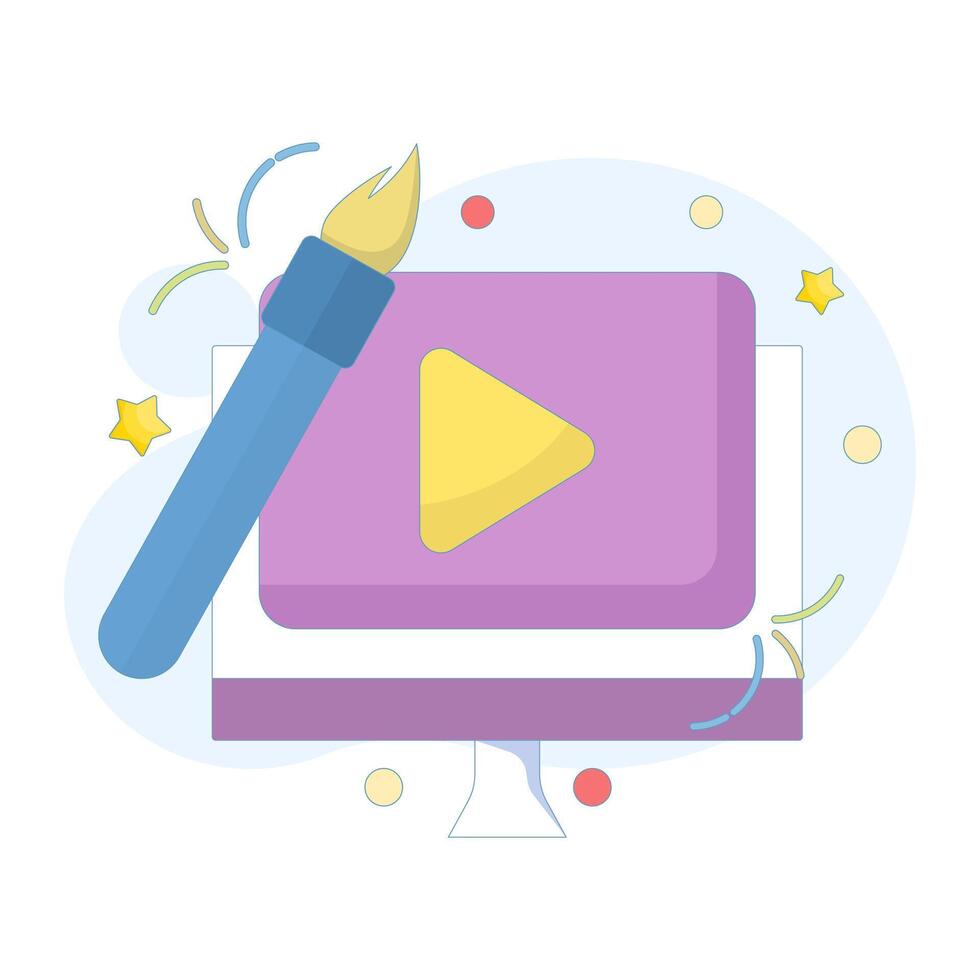 manipulation and editing concept. application or service of filters, effects, adjustments, videos. illustration of symbol with brush. illustration of minimalist flat style design on background. vector