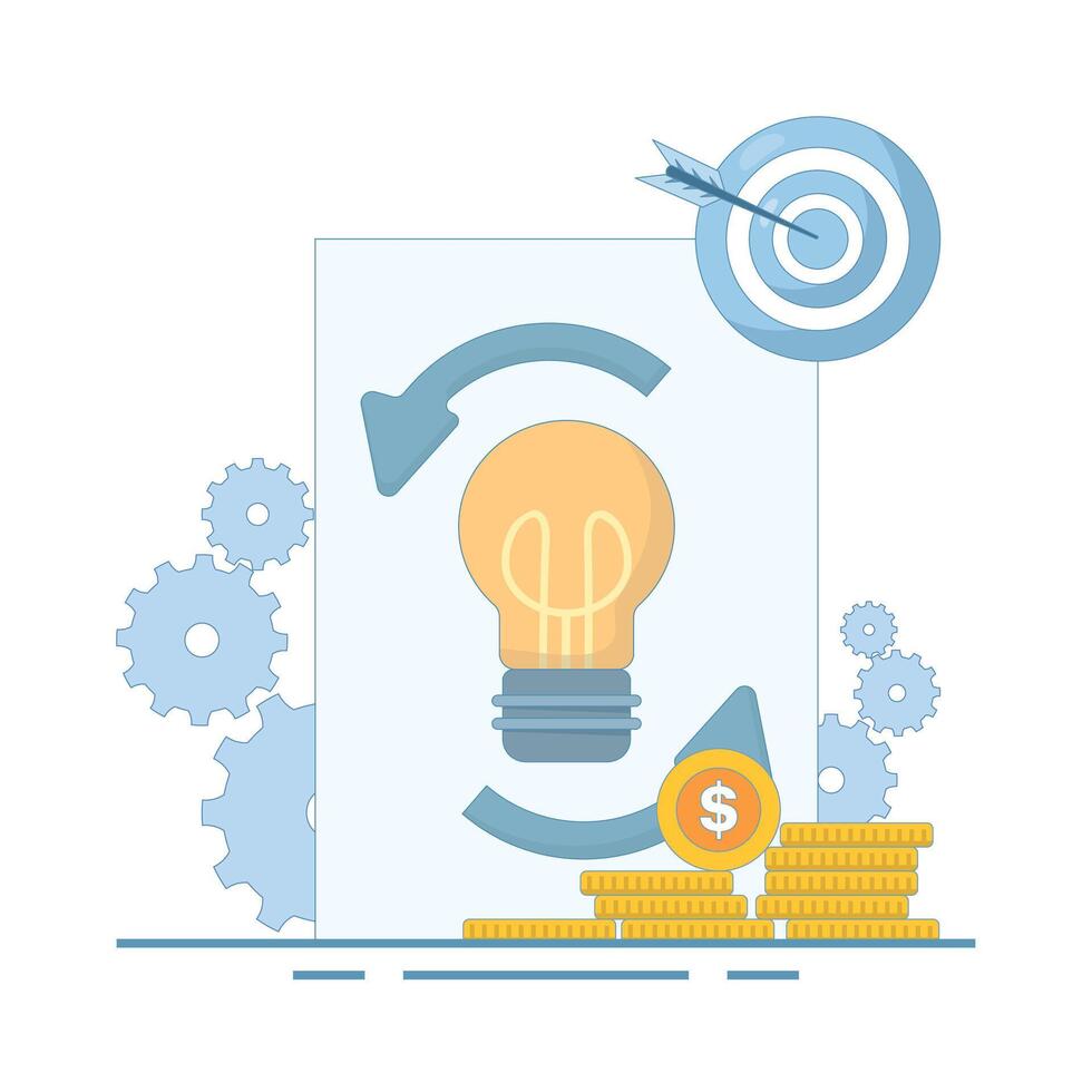 Project Life Cycle Concept. Workflow optimization. Project life cycle, successful project management, project completion stages. Modern flat design illustration on background. vector