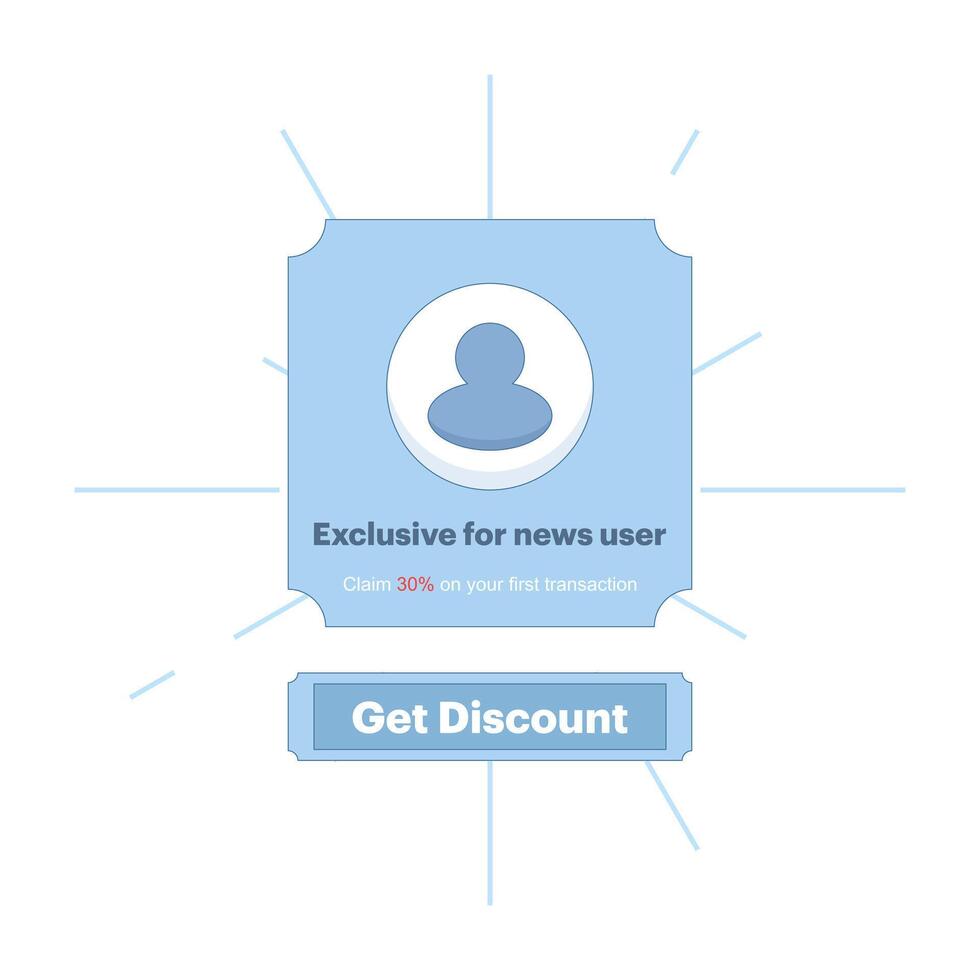 Special discount concept for new users to get voucher. Perfect for UI design, e-commerce platform, mobile app or promotional material related to new customer offer. Flat illustration vector