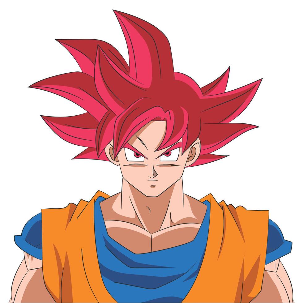 Goku SSJ God Anime Character Illustration vector