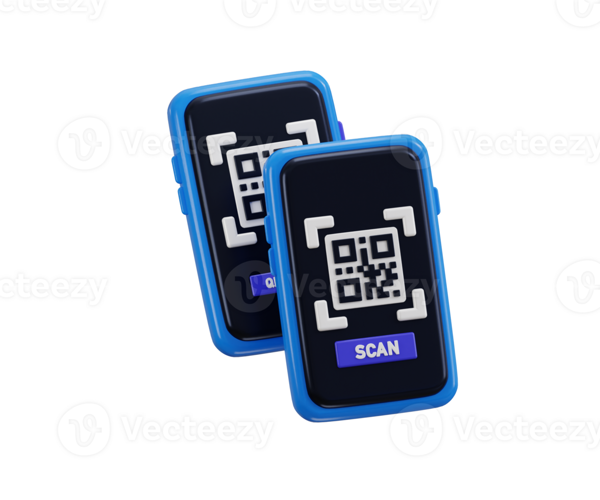 phone qr code scan icon 3d render concept of scans qr code for online payment, money transaction on mobile app service illustration png