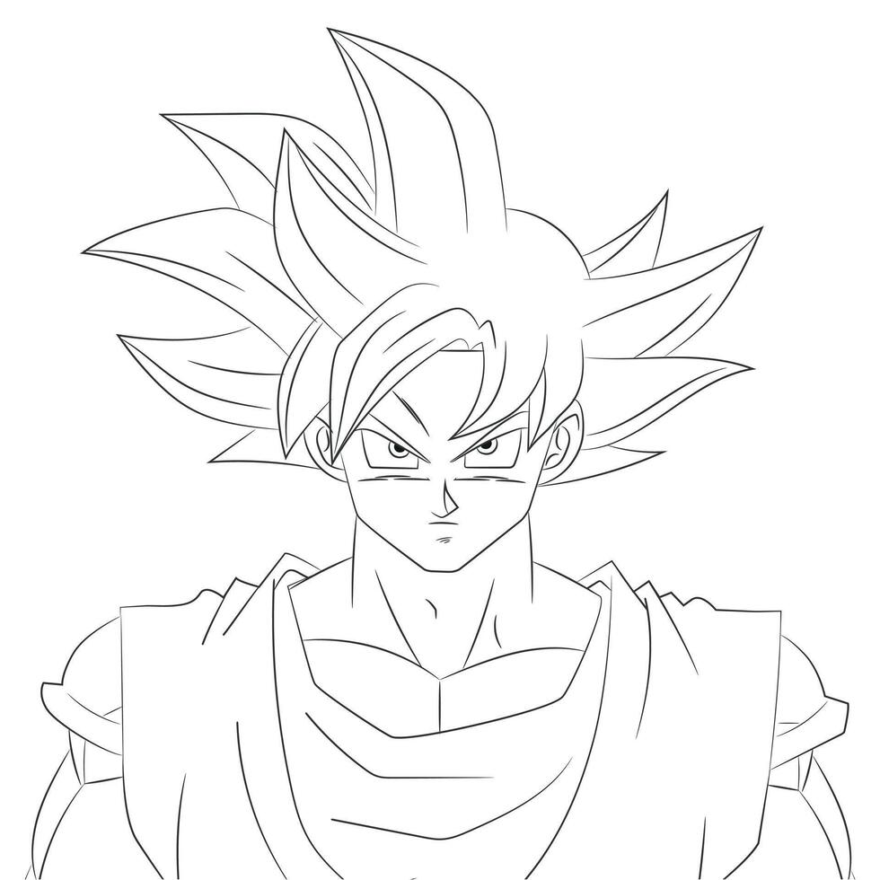 Goku SSJ God Line Art Portrait vector