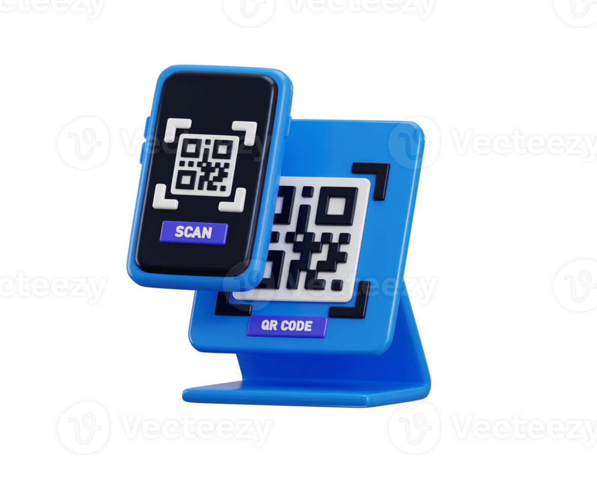 Mobile phone with scanning barcode icon 3d render concept of scanning barcode for digital payment system, money transaction on mobile app service illustration png