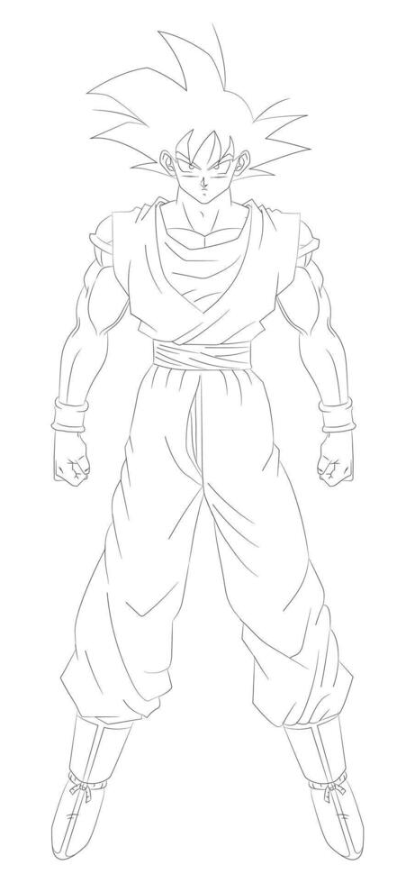 Full body Goku line art vector