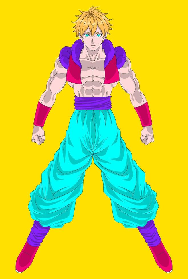 Dynamic Anime Fighter with Vibrant Colors vector