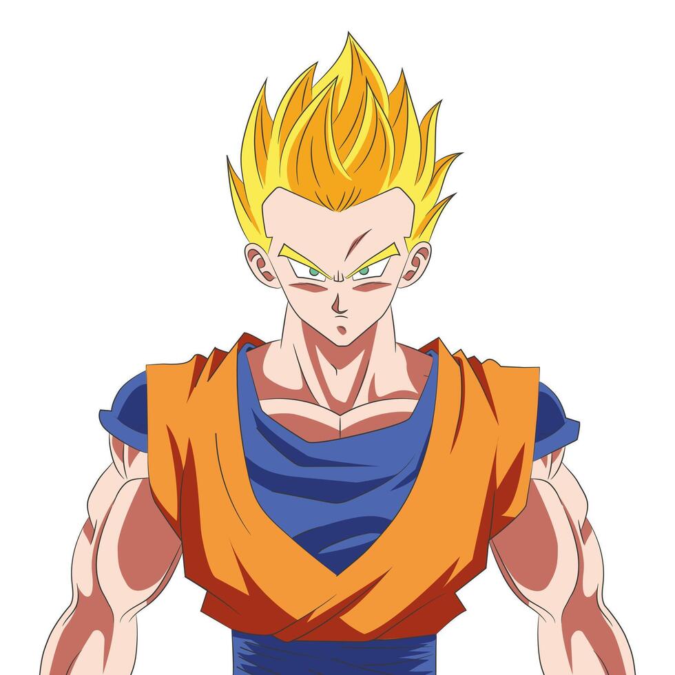 Super Saiyan Gohan 2D Anime Style vector