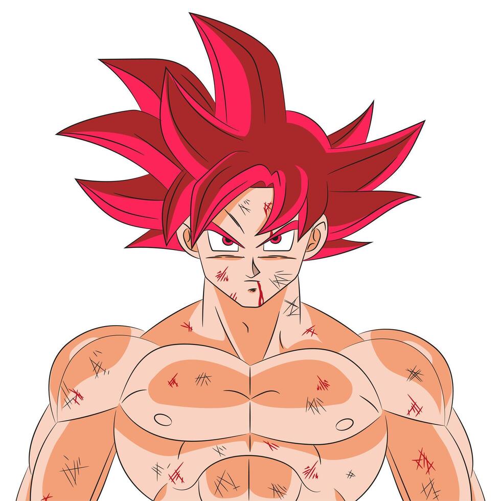 Goku SSJ God Close Up with Battle Damage vector