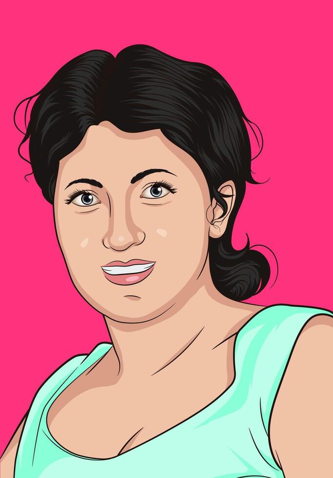 Beautiful Cartoon Woman Smiling Portrait vector