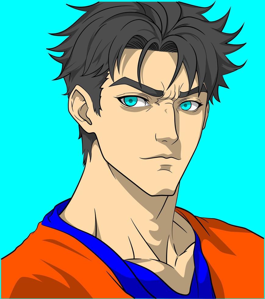 Anime Warrior with Intense Look vector