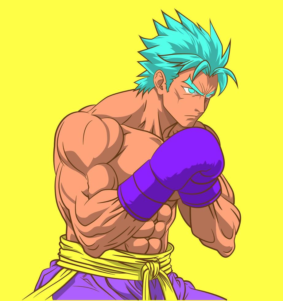 Fists of Fire Anime Style Boxer vector