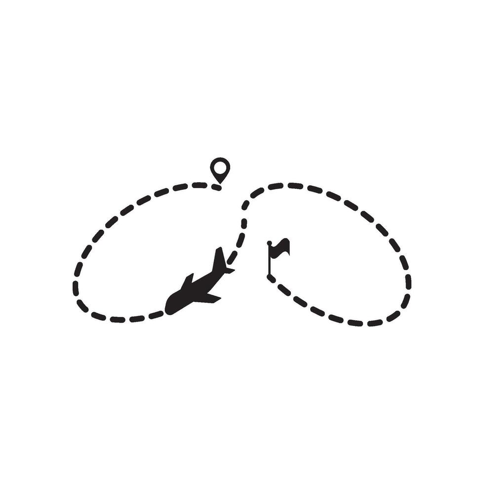 A plane is flying over a map with a dot vector