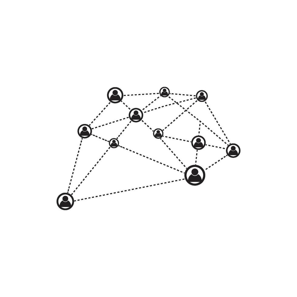 A network of people connected by dots vector