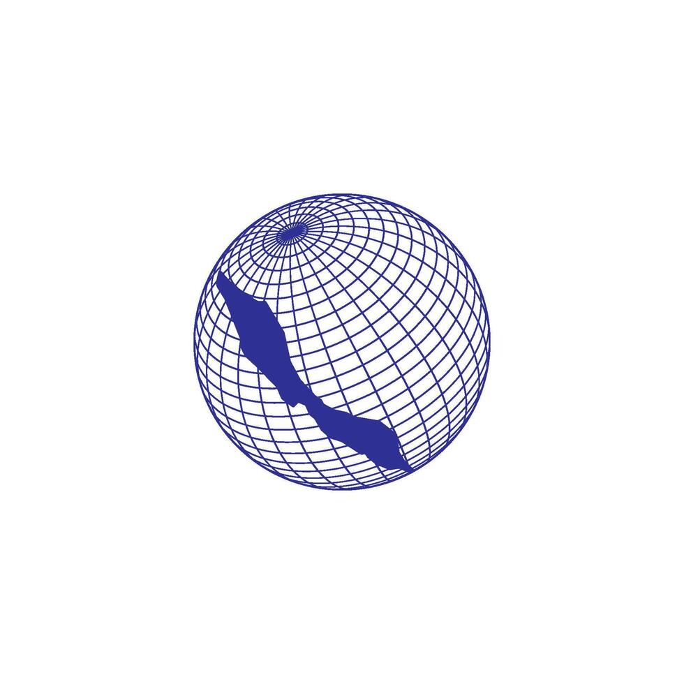 A globe with a blue line on it vector