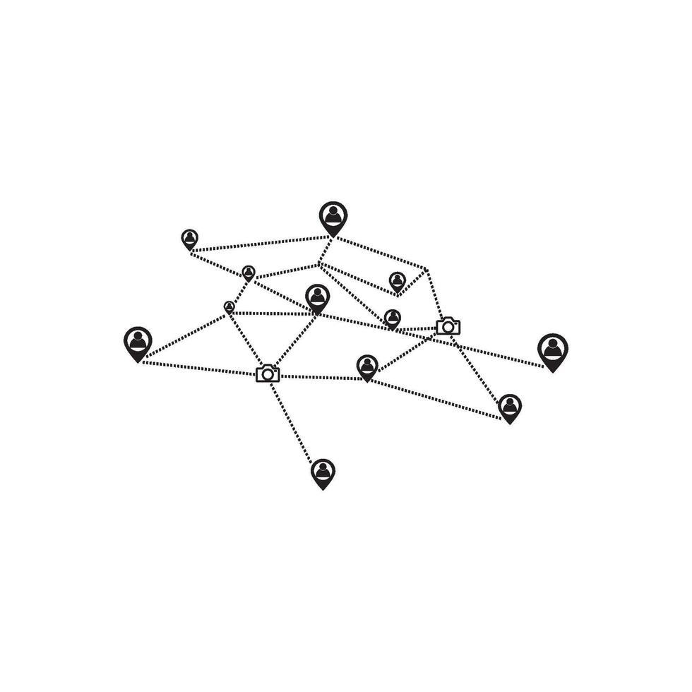 A network of dots connected by arrows vector