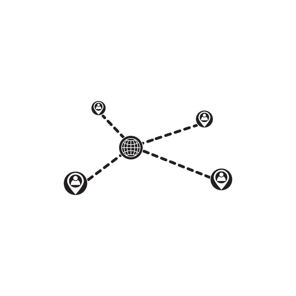 A black and white illustration of a globe and a circle vector