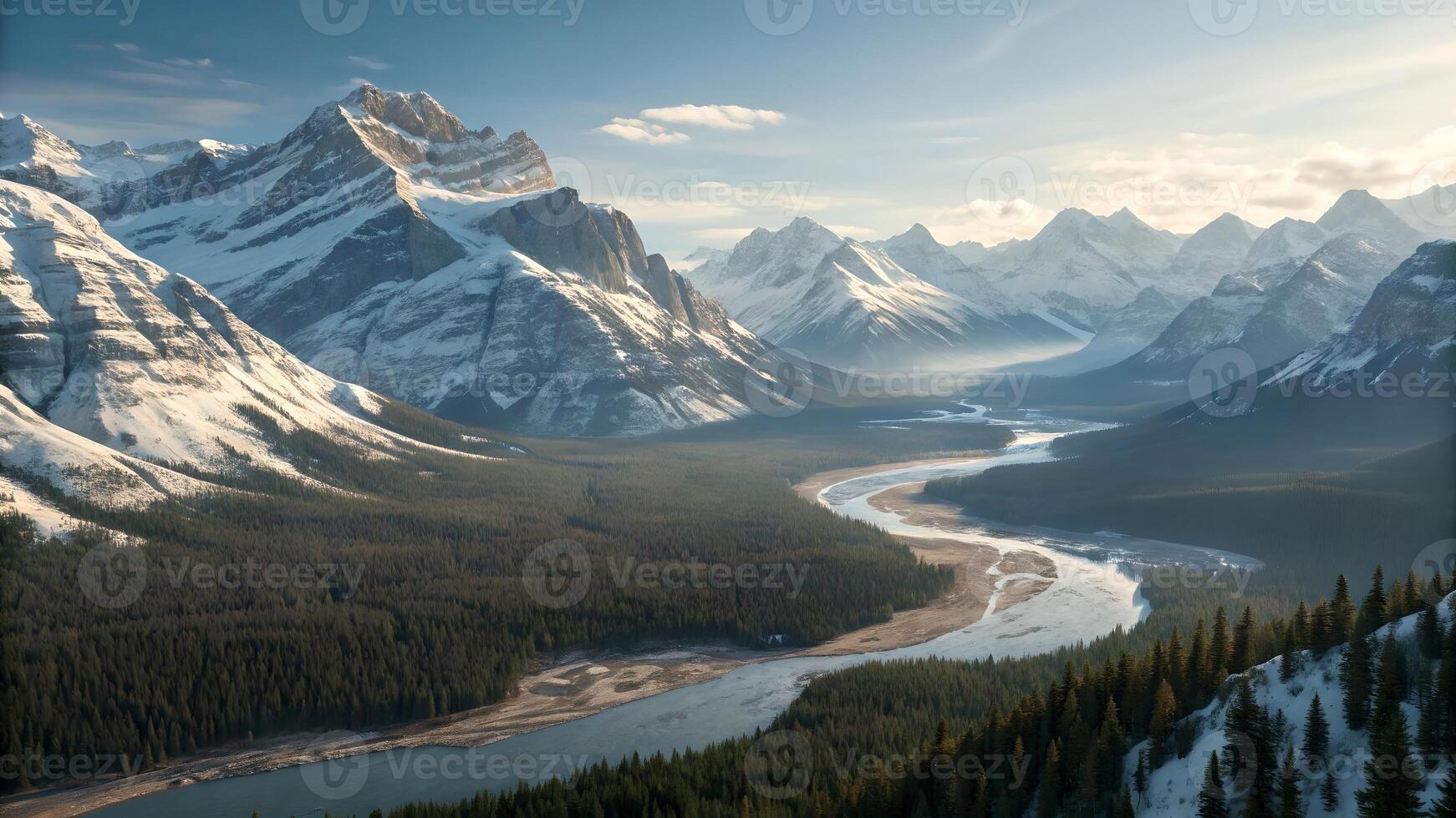 Snowy mountain peaks breathtaking aerial view for nature nature photo