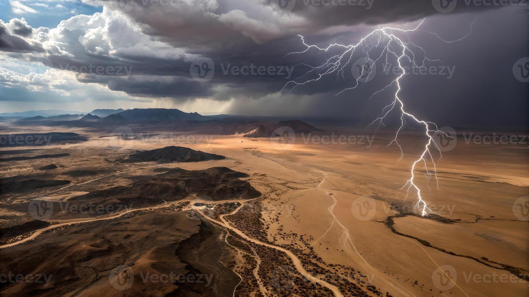 Dramatic Desert Lightning Storm Aerial View for Nature Enthusiasts and Landscape Photographers lightning photo