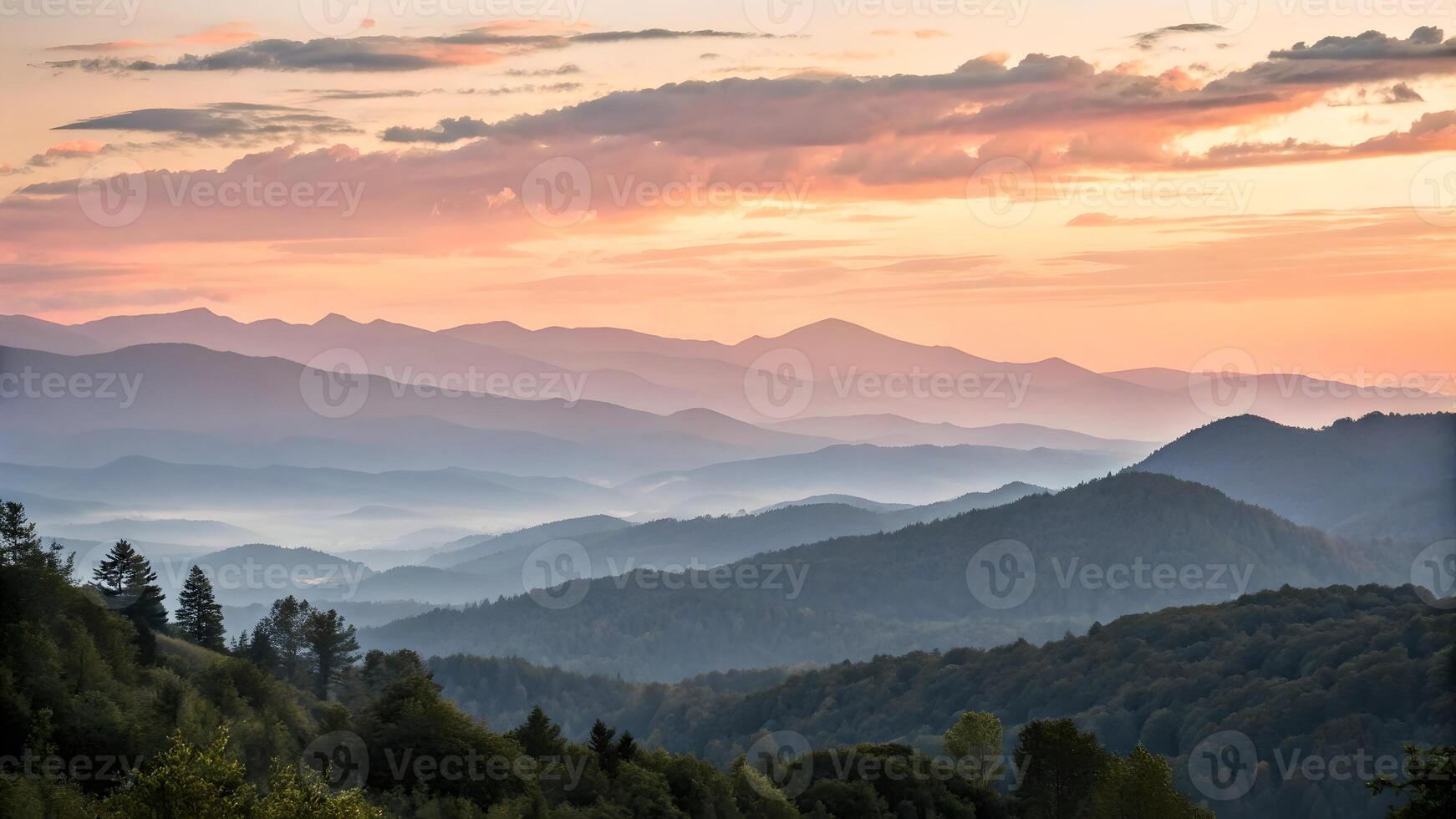 Mountain Range at Sunset with Stunning Clouds for Nature Lovers and Landscape photo
