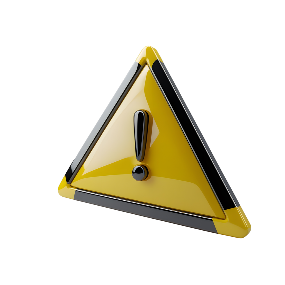 Glossy Yellow Warning Triangle Icon with Exclamation Mark png