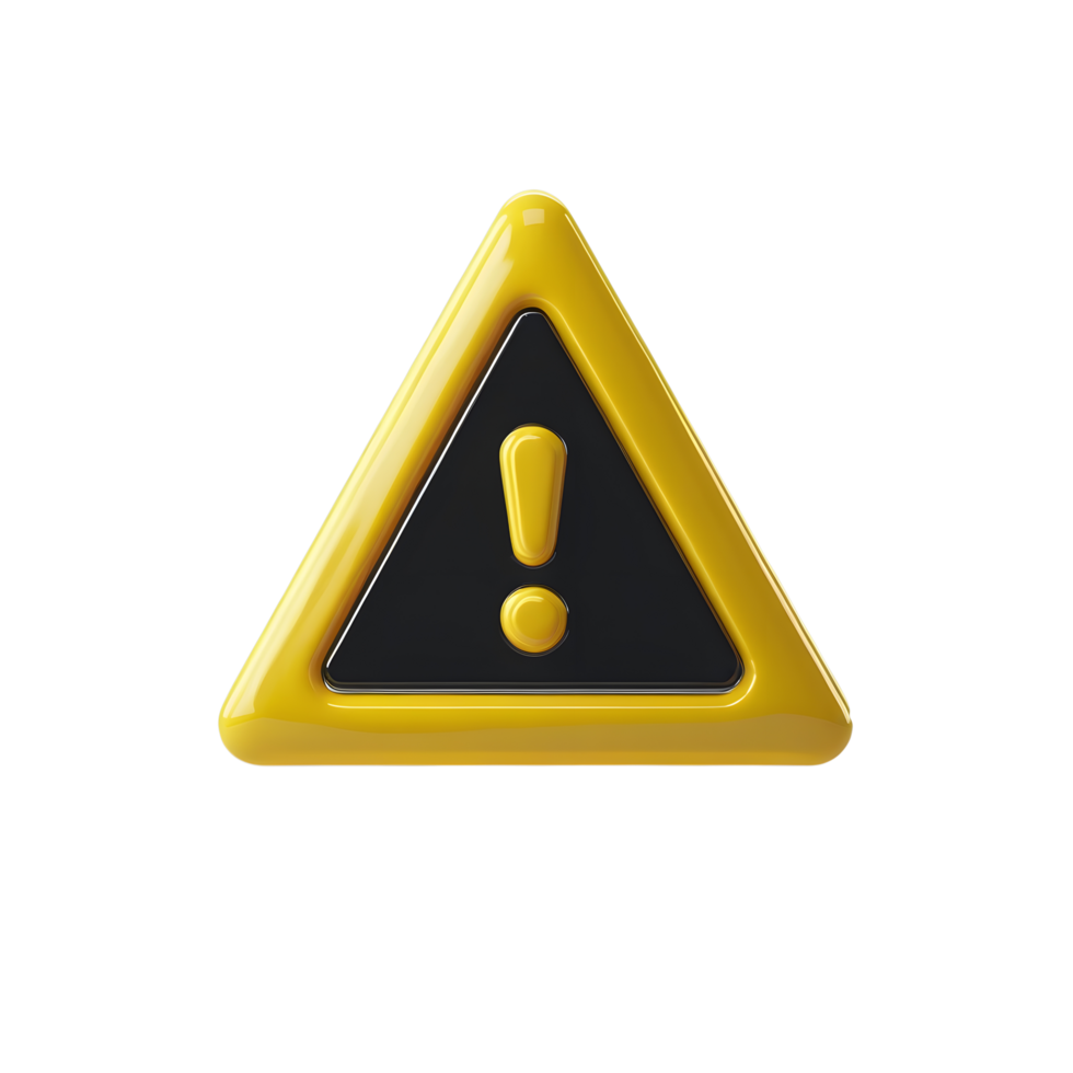 High-Quality 3D Yellow Warning Triangle with Exclamation Mark png