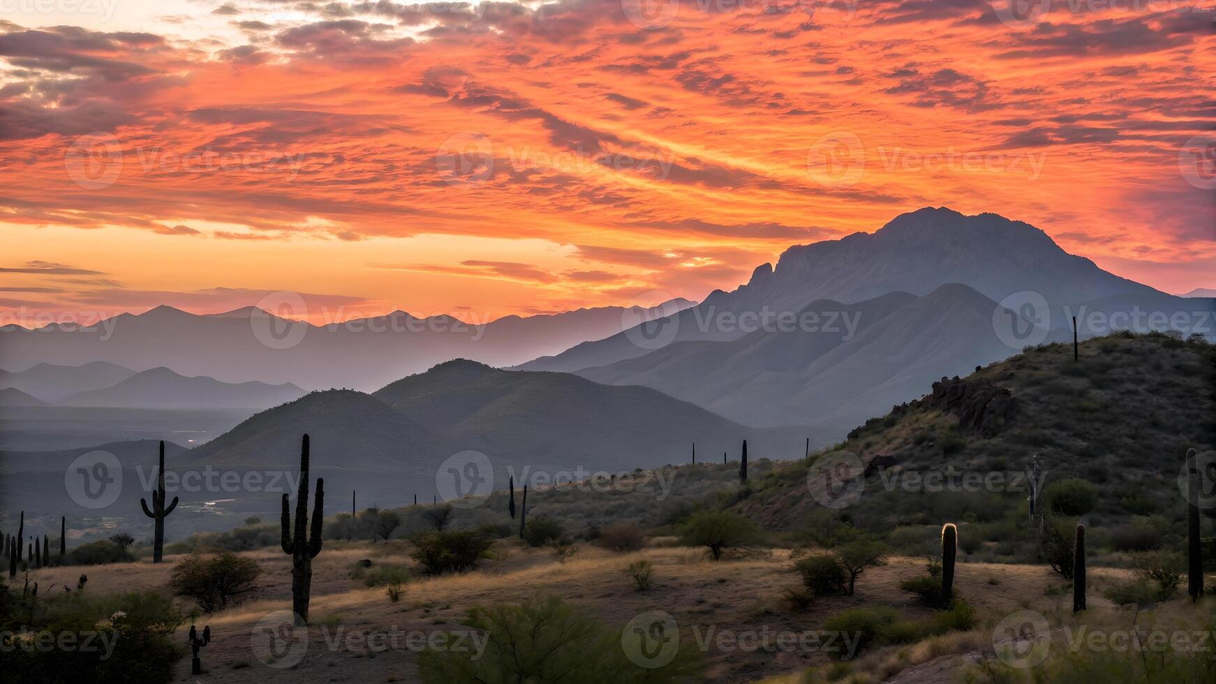 Desert landscape with stunning sunset colors in the mountains for nature enthusiasts and photographers seeking breathtaking views of the American Southwest. desert photo