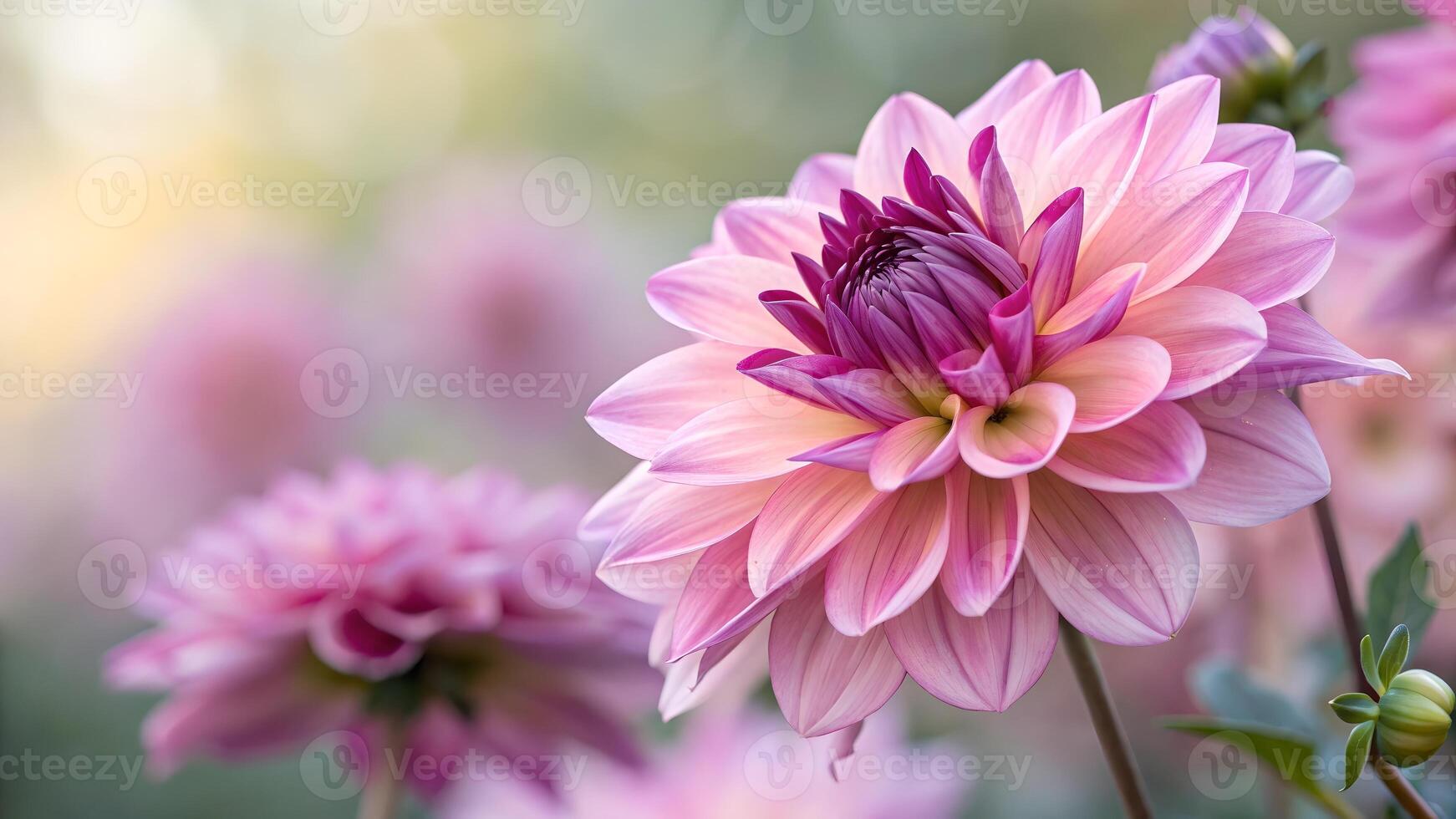Dahlia Flower Vibrant Bloom in Soft Focus Garden for Nature Lovers and Floral Designers Seeking High-Quality Botanical Photography nature flower photo