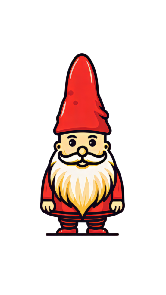 A cartoon gnome with a red hat and beard png