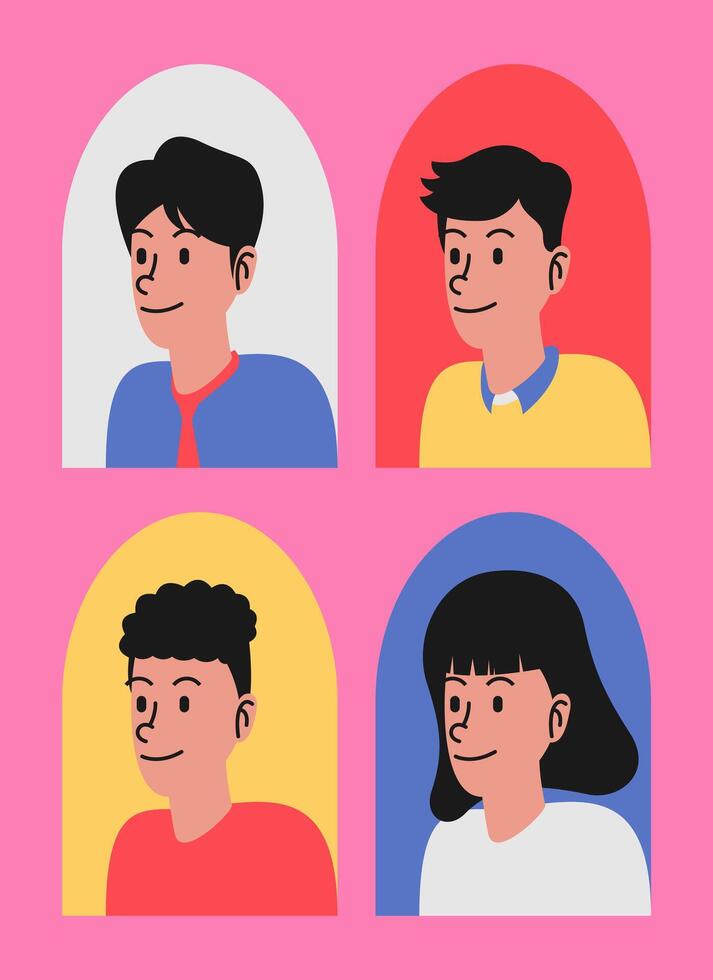 Avatar Characters People Illustration Set vector