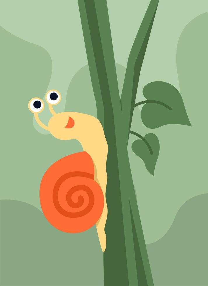 Insect Snail In Plant Illustration vector