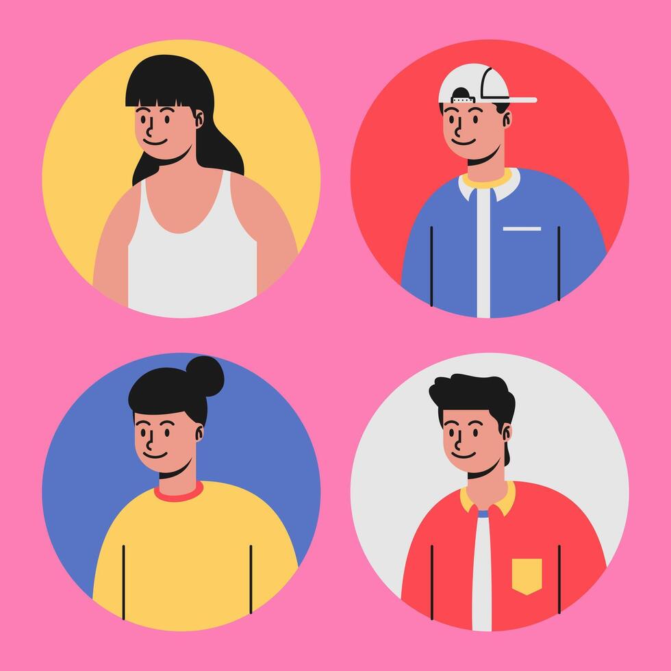 Avatar Character People Design Illustration Set vector