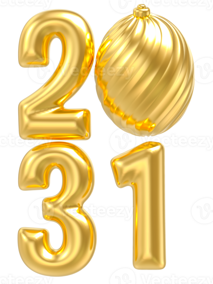 happy new year 2031 number 3d render png