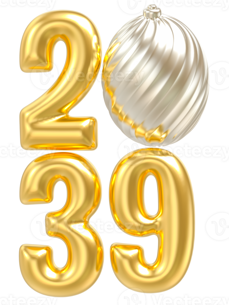 happy new year 2039 number 3d render png