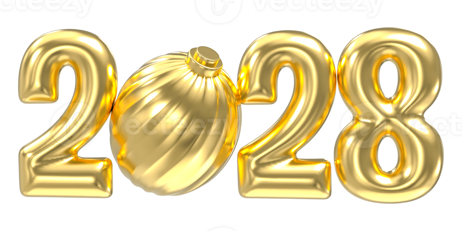 happy new year 2028 with gold 3d render png