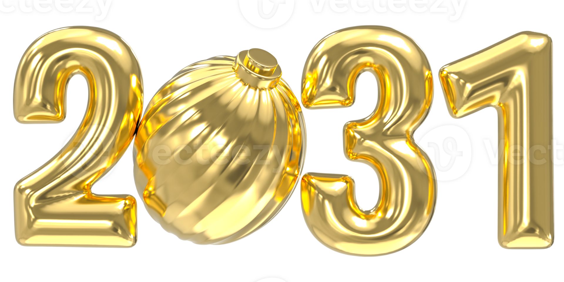 happy new year 2031 gold 3d render png