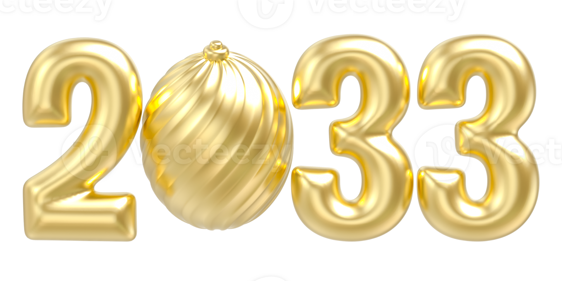 happy new year 2033 Gold number 3d render png