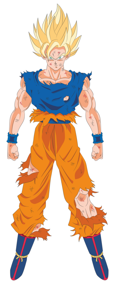 Goku Super Saiyan 2 With Combat Damage png