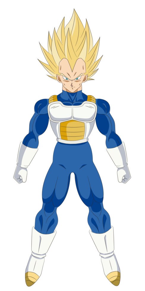 Vegeta SSJ in Saiyan Armor Ready for Battle with Intense Energy png
