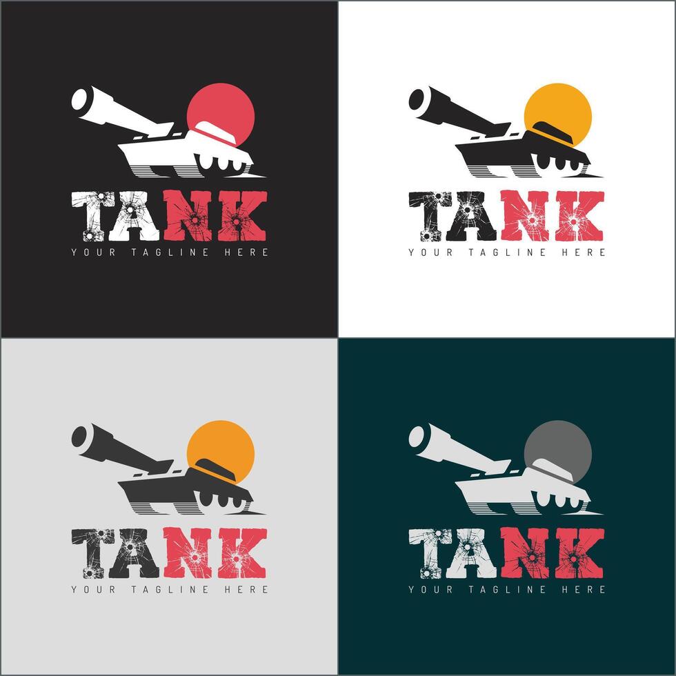 Main battle tank gamer logo set design template vector