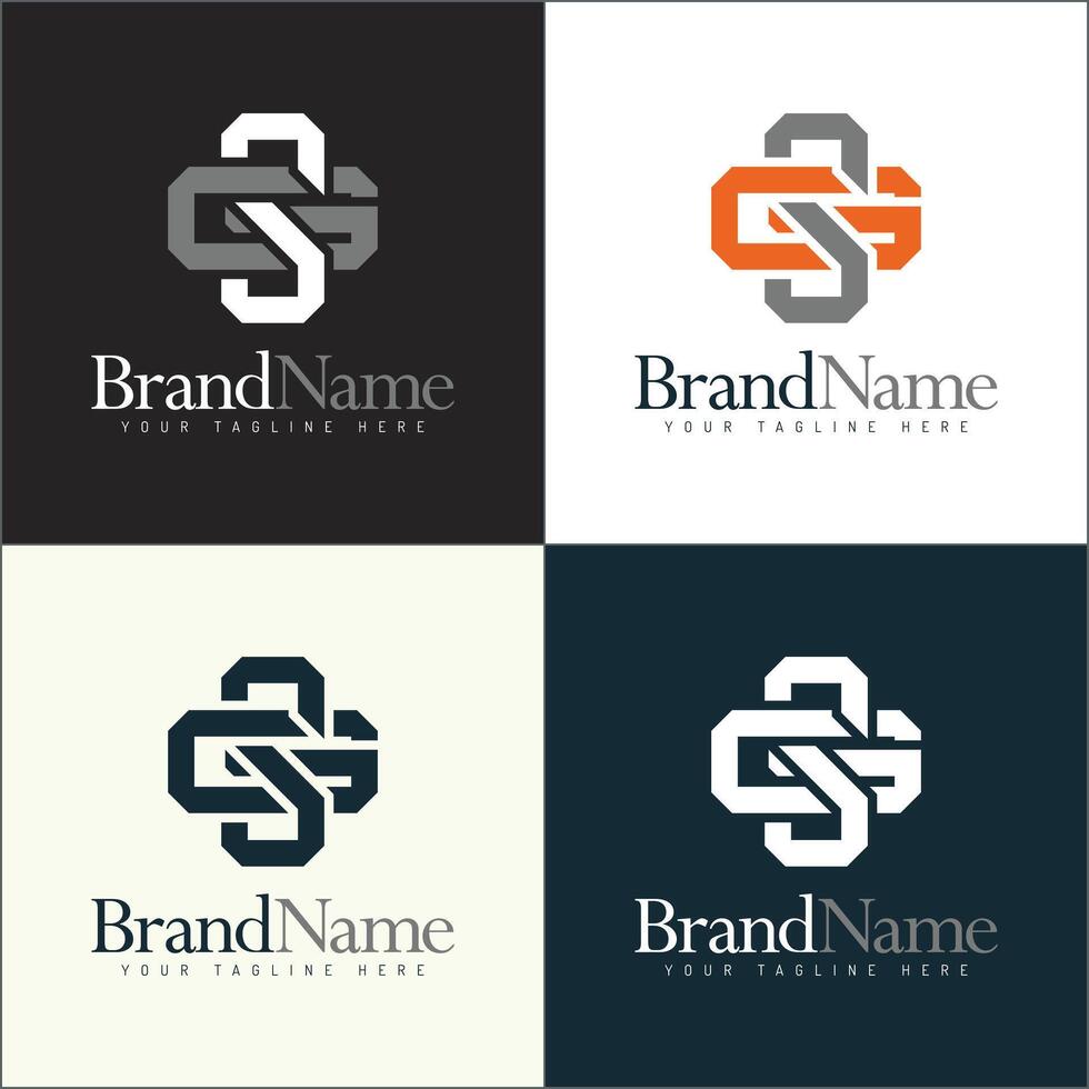 Initial SG alphabet modern geometric logo set template design vector