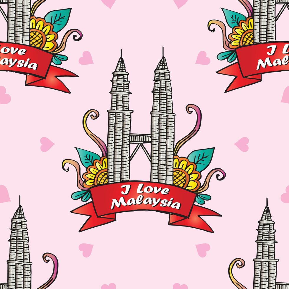 Seamless pattern with famous landmark of Malaysia. vector