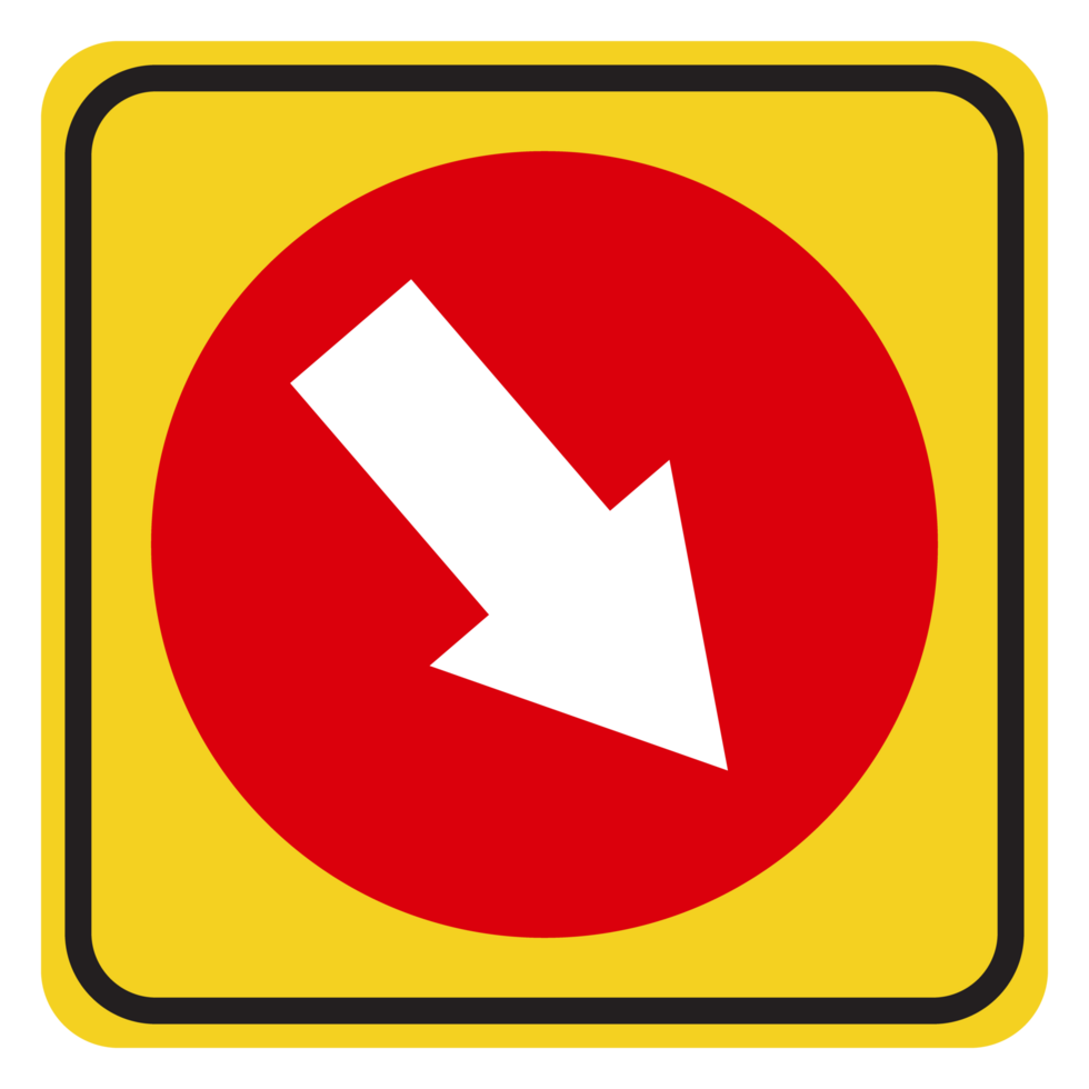 red and yellow sign with an arrow png