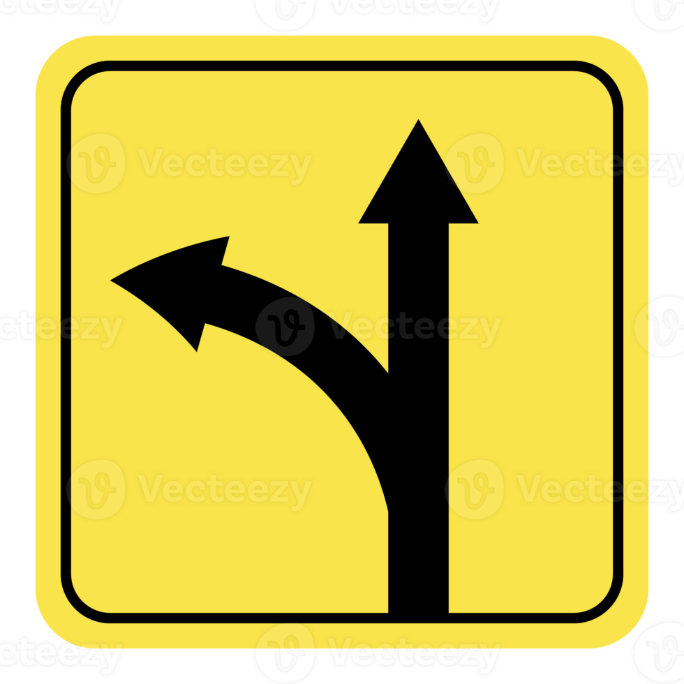 a yellow and black sign with arrows pointing in opposite directions png