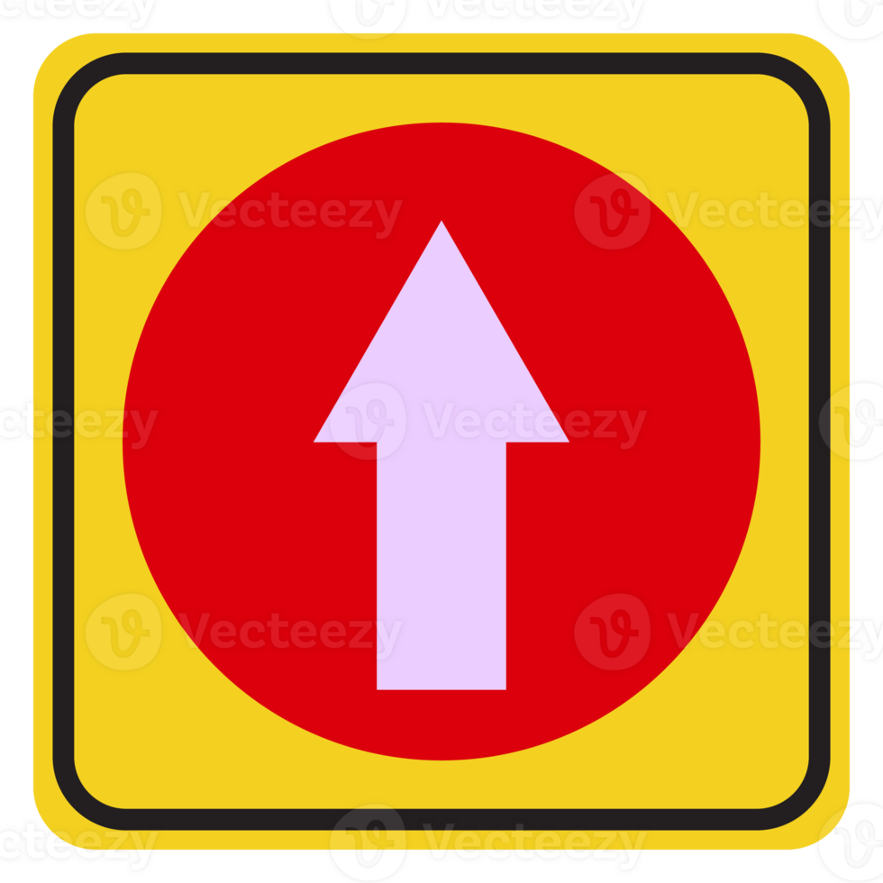 a yellow and red traffic sign with an arrow pointing up png
