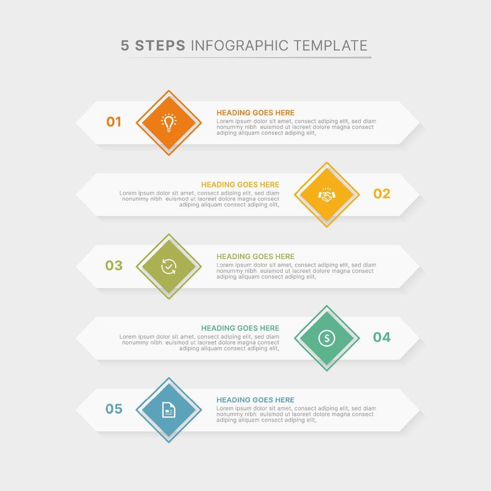Modern List Infographic Design Template with Five Option vector