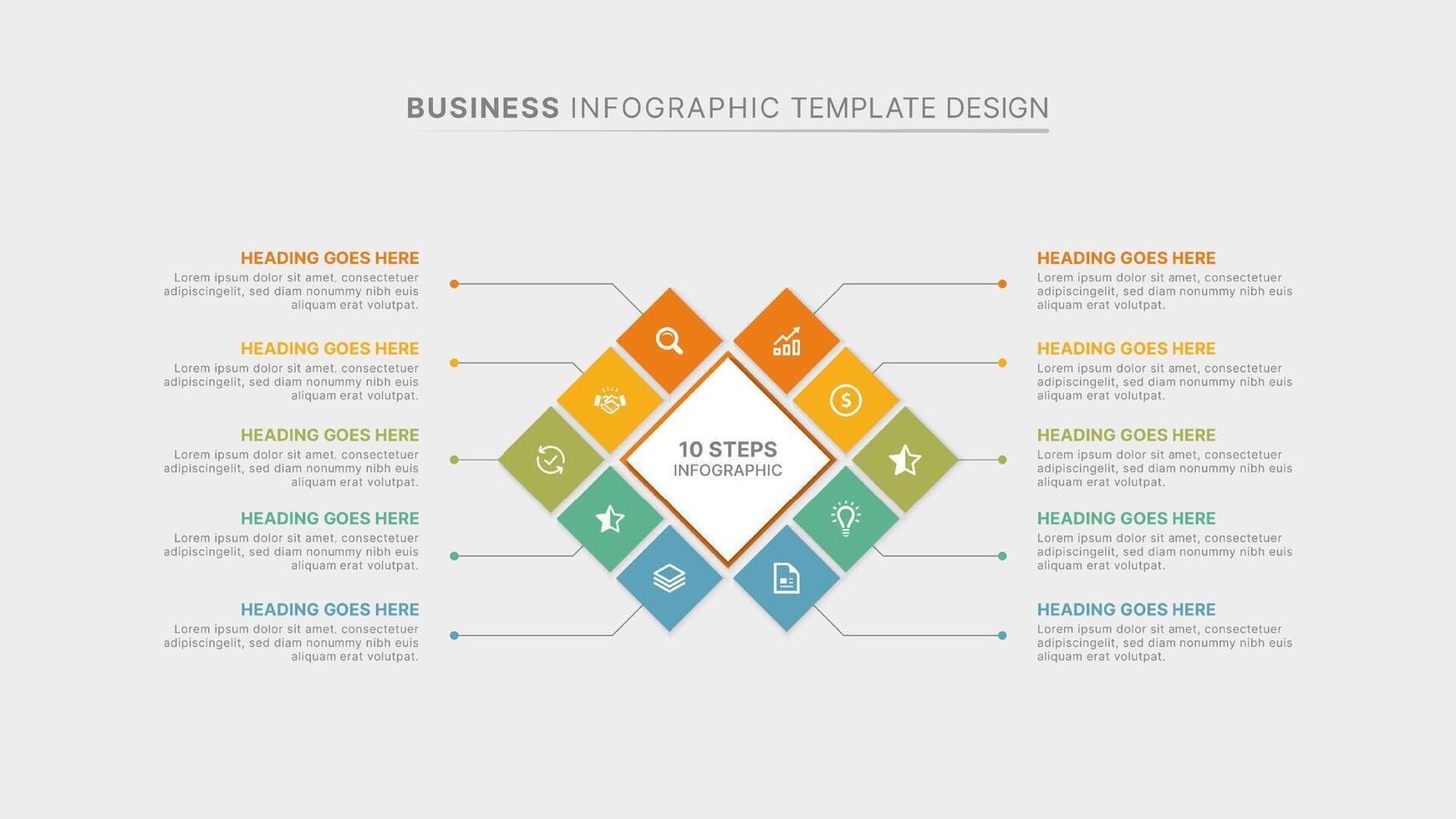 Modern Business Infographic Design Template with 10 Option vector