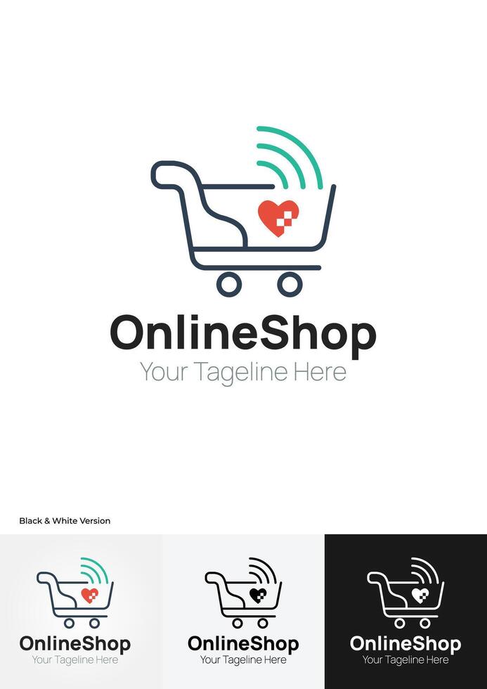 Online shop logo design vector