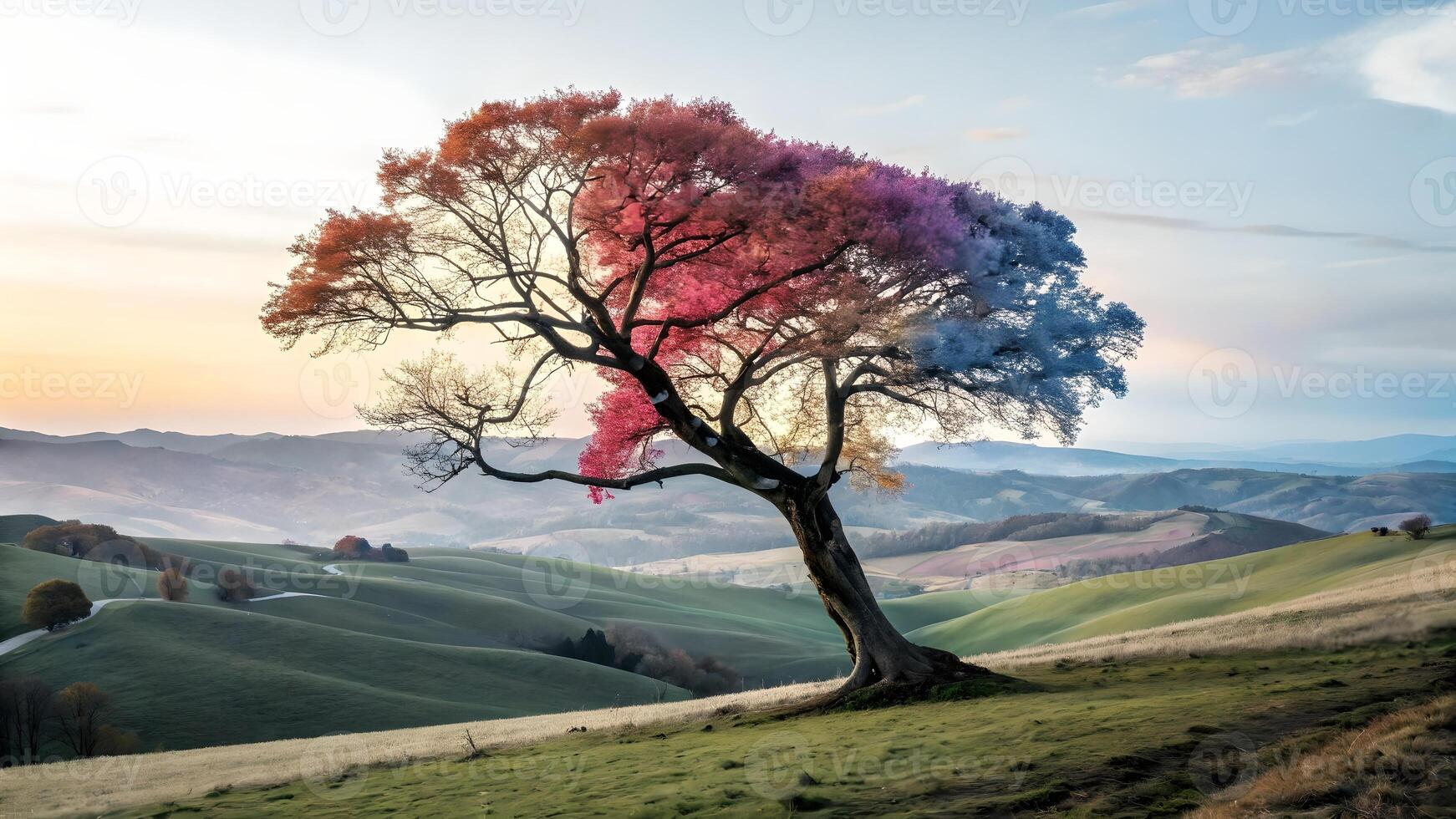Colorful tree in vibrant landscape for nature enthusiasts and photographers nature photo