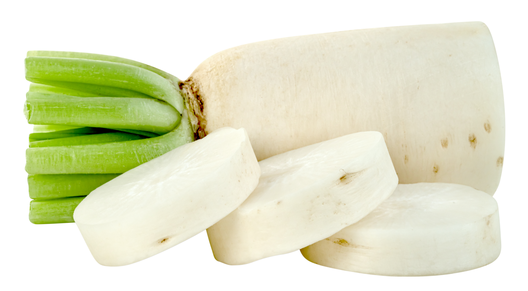 raw sliced Radish isolated. png