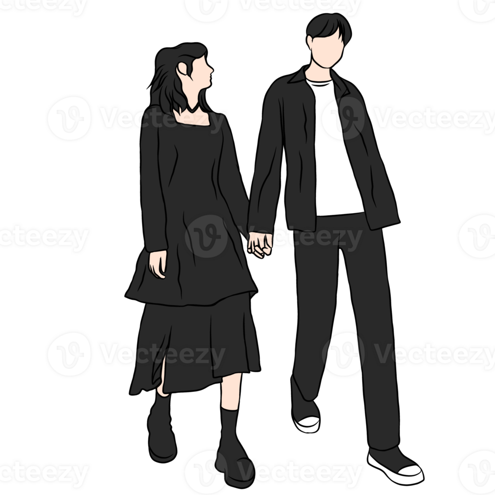 couple illustration flat style romantic valentine young style fashionable png