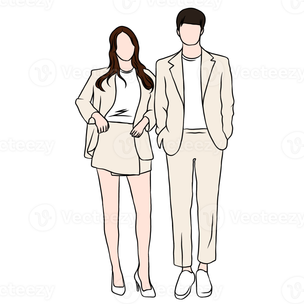 couple illustration flat style romantic valentine young style wedding fashionable office style png